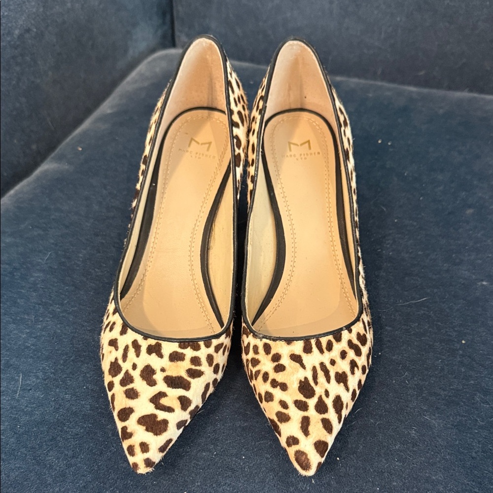 Marc Fisher Leopard Print Pointed-Toe Pumps in Brown and Black